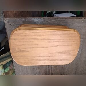 Woodgrain Jewelry Organizer  Tan With Mirror And Sliding Upper Tray